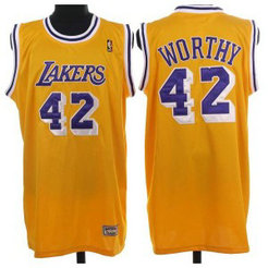 NBA Lakers 42 James Worthy Yellow Throwback Men Jersey NBA Lakers 42 James Worthy Yellow Throwback Men Jersey