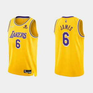 NBA Lakers 6 James Yelllow 2021-22 New Season Nike Men Jersey NBA Lakers 6 James Yelllow 2021-22 New Season Nike Men Jersey
