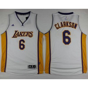 NBA Lakers 6 Jordan Clarkson White Men Jersey NBA Lakers 6 Jordan Clarkson White Men Jersey