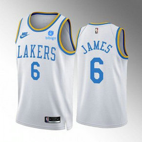 NBA Lakers 6 LeBron James 2022-23 White Classic Edition Nike Men Jersey NBA Lakers 6 LeBron James 2022-23 White Classic Edition Nike Men Jersey