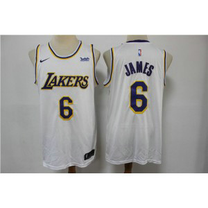 NBA Lakers 6 LeBron James White Nike Men Jersey NBA Lakers 6 LeBron James White Nike Men Jersey