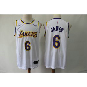 NBA Lakers 6 LeBron James White Nike Men Jersey With Logo NBA Lakers 6 LeBron James White Nike Men Jersey With Logo