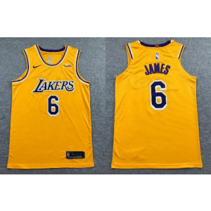 NBA Lakers 6 LeBron James Yellow Nike Men Jersey With Logo NBA Lakers 6 LeBron James Yellow Nike Men Jersey With Logo