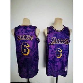 NBA Lakers 6 Lebron James Purple Hardwood Classics Men Jersey NBA Lakers 6 Lebron James Purple Hardwood Classics Men Jersey