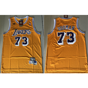 NBA Lakers 73 Dennis Rodman Yellow Hardwood Classics Men Jersey NBA Lakers 73 Dennis Rodman Yellow Hardwood Classics Men Jersey