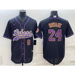 NBA Lakers 8 & 24 Kobe Bryant Black Baseball Men Jersey NBA Lakers 8 & 24 Kobe Bryant Black Baseball Men Jersey