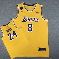 NBA Lakers 8 & 24 Kobe Bryant Yellow Men Jersey NBA Lakers 8 & 24 Kobe Bryant Yellow Men Jersey