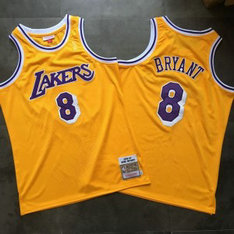 NBA Lakers 8 Kobe Bryant Swingman Yellow Men Jersey NBA Lakers 8 Kobe Bryant Swingman Yellow Men Jersey