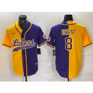 NBA Lakers 8 Kobe Bryant Yellow Purple Split Vapor Baseball Limited Men Jersey NBA Lakers 8 Kobe Bryant Yellow Purple Split Vapor Baseball Limited Men Jersey