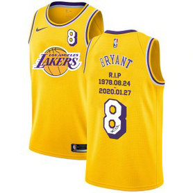 NBA Lakers 8 Kobe Bryant Yellow R.I.P Signature Men Jersey NBA Lakers 8 Kobe Bryant Yellow R.I.P Signature Men Jersey