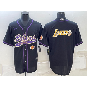 NBA Lakers Blank Black Baseball Logo Men Jersey 1 NBA Lakers Blank Black Baseball Logo Men Jersey 1