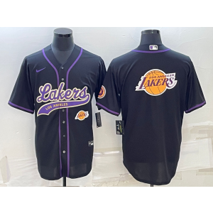 NBA Lakers Blank Black Baseball Logo Men Jersey NBA Lakers Blank Black Baseball Logo Men Jersey