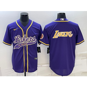 NBA Lakers Blank Purple Baseball Logo Men Jersey NBA Lakers Blank Purple Baseball Logo Men Jersey