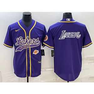 NBA Lakers Blank Purple Baseball Logo Men Jersey 2 NBA Lakers Blank Purple Baseball Logo Men Jersey 2