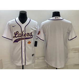 NBA Lakers Blank White Baseball Nike Men Jersey 1 NBA Lakers Blank White Baseball Nike Men Jersey 1