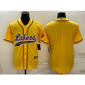 NBA Lakers Blank Yellow Baseball Men Jersey NBA Lakers Blank Yellow Baseball Men Jersey