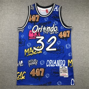 NBA Magic 32 Shaquille O'Neal Blue Throwback Men Jersey NBA Magic 32 Shaquille O'Neal Blue Throwback Men Jersey