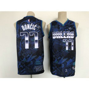 NBA Mavericks 77 Luka Doncic Blue MVP Men Jersey