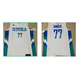 NBA Mavericks Slovenia 77 Doncic White 2022 New Men Jersey