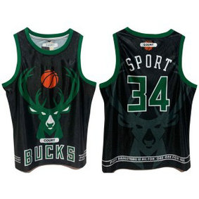 NBA Milwaukee Bucks 34 Giannis Antetokounmpo Black Print Men Jersey
