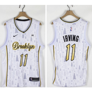 NBA Nets 11 Kyrie Irving White Christmas Edition Nike Men Jersey NBA Nets 11 Kyrie Irving White Christmas Edition Nike Men Jersey