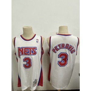 NBA Nets 3 Drazen Petrovic White Throwback New Men Jersey NBA Nets 3 Drazen Petrovic White Throwback New Men Jersey