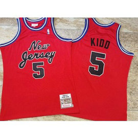 NBA Nets 5 Jason Kidd Hardwood Classics 2006-07 Red Men Jersey NBA Nets 5 Jason Kidd Hardwood Classics 2006-07 Red Men Jersey