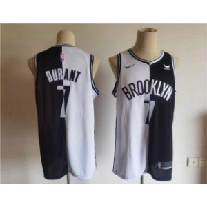 NBA Nets 7 Kevin Durant Black White Split Basketball Men Jersey NBA Nets 7 Kevin Durant Black White Split Basketball Men Jersey