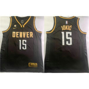NBA Nuggets 15 Nikola Jokic Black With NO.6 Patch Nike Men Jersey NBA Nuggets 15 Nikola Jokic Black With NO.6 Patch Nike Men Jersey