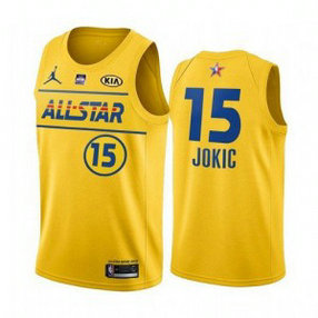 NBA Nuggets 15 ikola Jokic Yellow Western Conference 2021 All-Star Men Jersey NBA Nuggets 15 ikola Jokic Yellow Western Conference 2021 All-Star Men Jersey