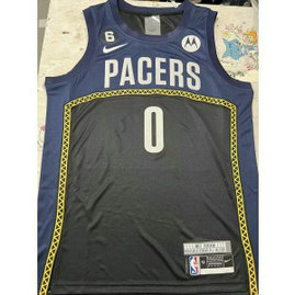 NBA Pacers 0 Haliburton 2022-23 Black Nike Men Jersey