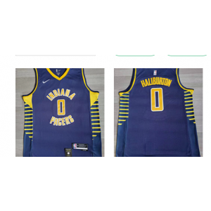 NBA Pacers 0 Haliburton Navy Nike Men Jersey
