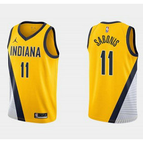 NBA Pacers 11 Domantas Sabonis Gold Jordan Men Jersey