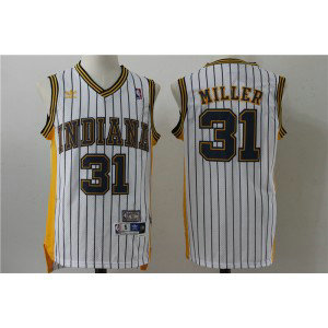 NBA Pacers 31 Reggie Miller White Throwback Men Jersey