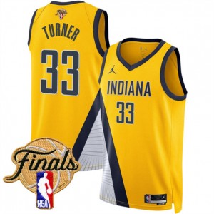 NBA Pacers 33 Myles Turner Yellow 2025 Finals Statement Edition Nike Men Jersey NBA Pacers 33 Myles Turner Yellow 2025 Finals Statement Edition Nike Men Jersey