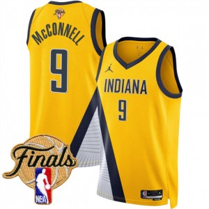 NBA Pacers 9 T.J. McConnell Yellow 2025 Finals Statement Edition Nike Men Jersey NBA Pacers 9 T.J. McConnell Yellow 2025 Finals Statement Edition Nike Men Jersey