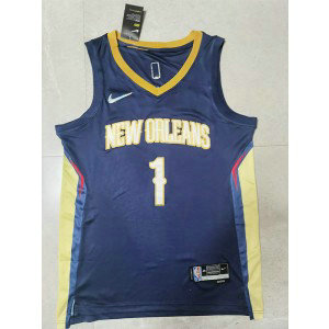 NBA Pelicans 1 Zion Williamson Blue 75th Anniversary Men Jersey NBA Pelicans 1 Zion Williamson Blue 75th Anniversary Men Jersey
