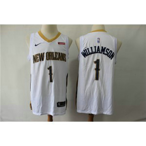 NBA Pelicans 1 Zion Williamson White Nike Men Jersey NBA Pelicans 1 Zion Williamson White Nike Men Jersey