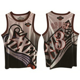 NBA Philadelphia 76ers 3 Allen Iverson White Black Print Basketball Men Jersey NBA Philadelphia 76ers 3 Allen Iverson White Black Print Basketball Men Jersey