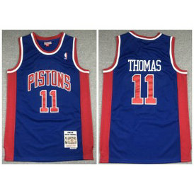 NBA Pistons 11 Isiah Thomas Blue 1988-89 Hardwood Classics Men Jersey NBA Pistons 11 Isiah Thomas Blue 1988-89 Hardwood Classics Men Jersey