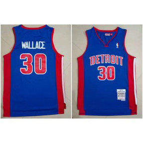 NBA Pistons 30 WALLACE 2003-04 Blue Throwback Men Jersey NBA Pistons 30 WALLACE 2003-04 Blue Throwback Men Jersey