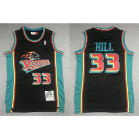 NBA Pistons 33 Grant Hill Black Throwback Men Jersey NBA Pistons 33 Grant Hill Black Throwback Men Jersey