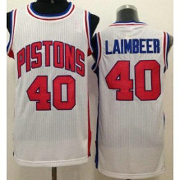 NBA Pistons 40 Bill Laimbeer White Throwback Men Jersey NBA Pistons 40 Bill Laimbeer White Throwback Men Jersey
