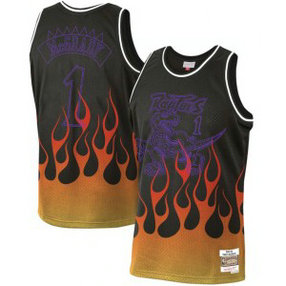 NBA Raptors 1 Tracy McGrady Black 1998-99 Hardwood Classics Flames Men Jersey