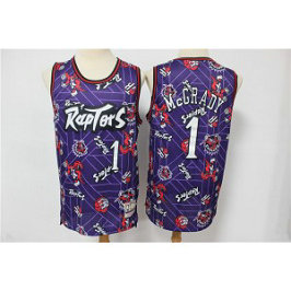 NBA Raptors 1 Tracy McGrady Purple Tear Up Pack Hardwood Classics Men Jersey