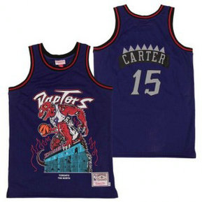 NBA Raptors 15 Vince Carter Purple Hardwood Classics Skull Edition Men Jersey