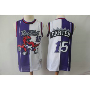 NBA Raptors 15 Vince Carter Purple White Retro Split Men Jersey