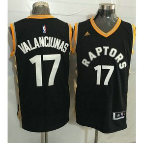NBA Raptors 17 Jonas Valanciunas Black Gold Men Jersey
