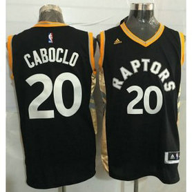 NBA Raptors 20 Bruno Caboclo Black Gold Men Jersey