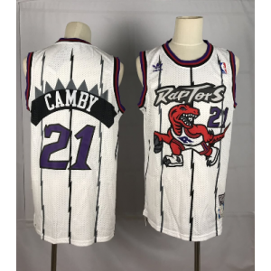 NBA Raptors 21 Marcus Camby White Hardwood Classics Men Jersey